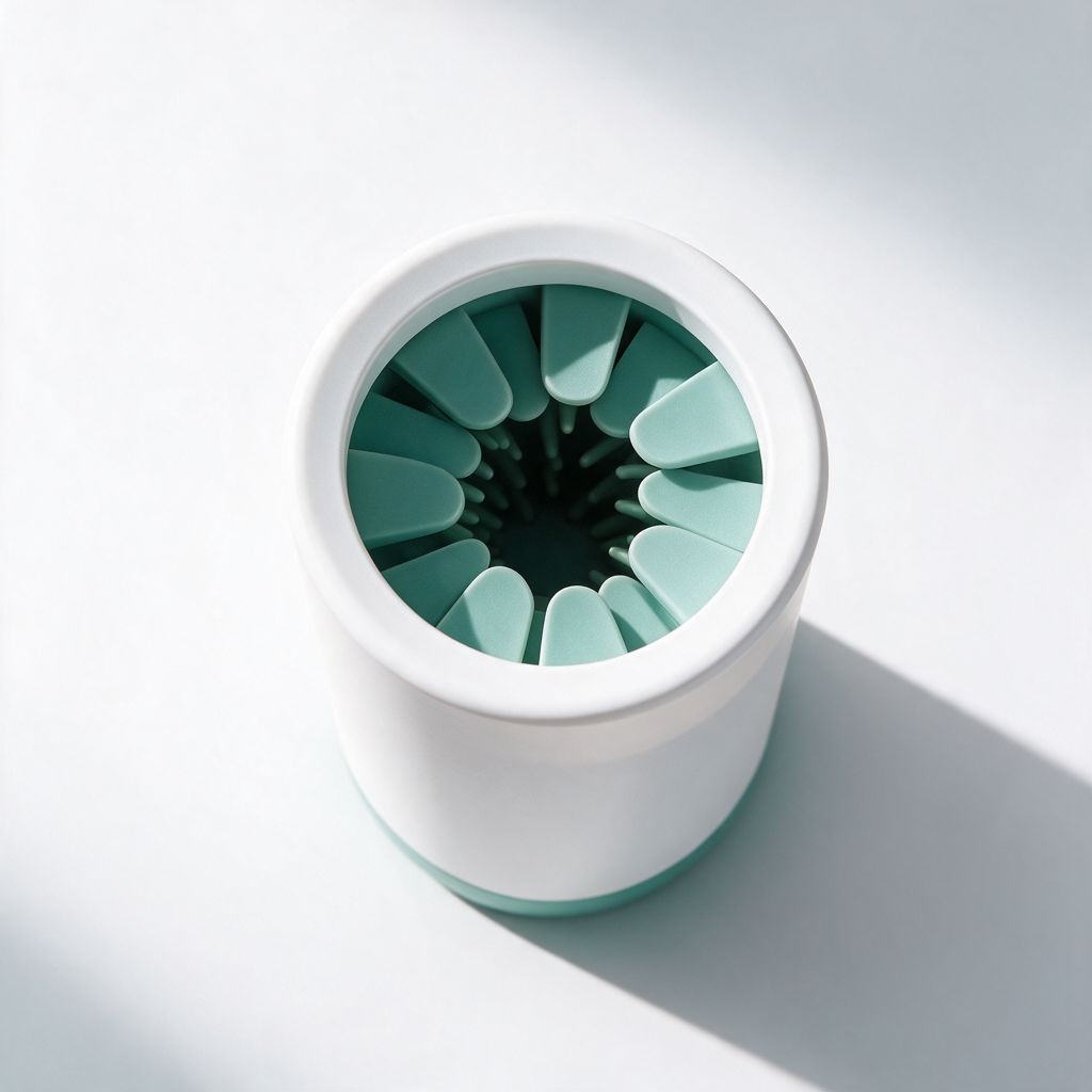 Looking into the cup to show the soft silicone bristles