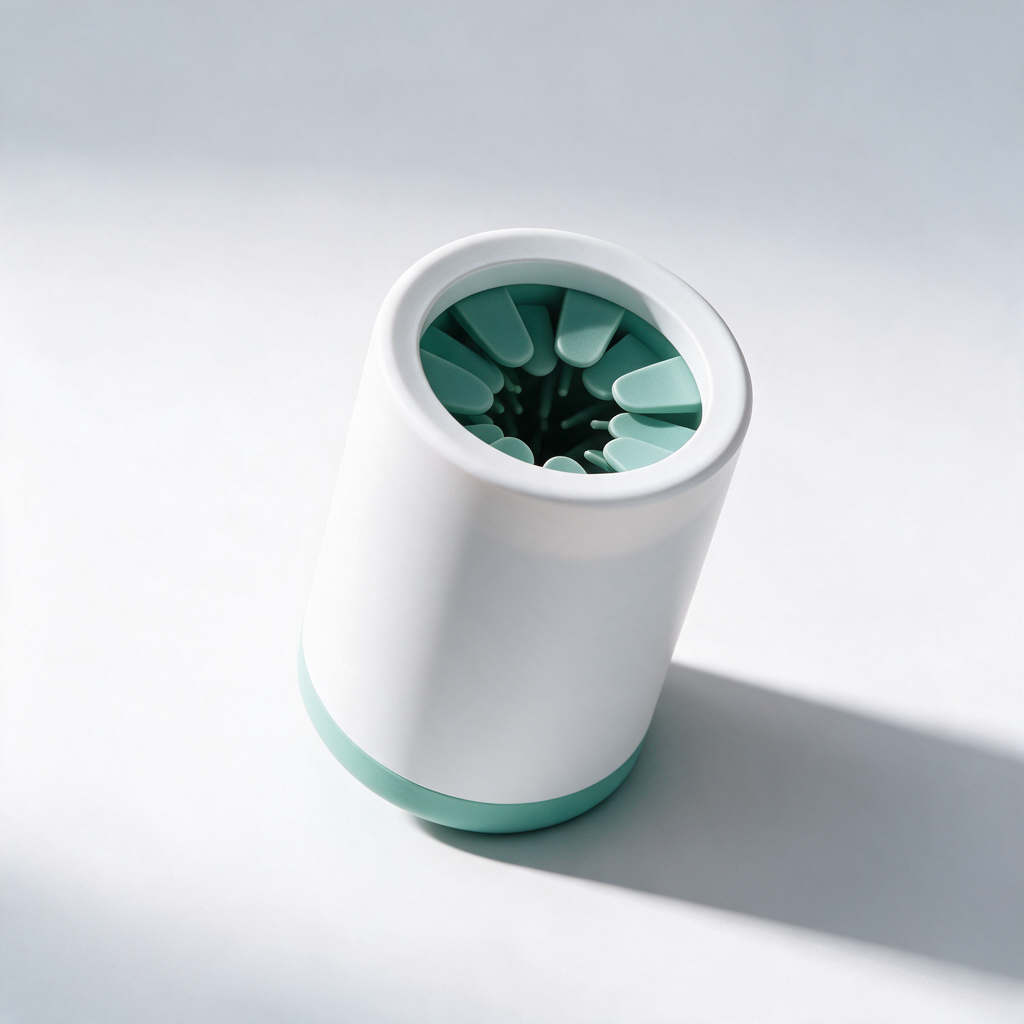 Silicone paw-cleaning cup on a white studio background
