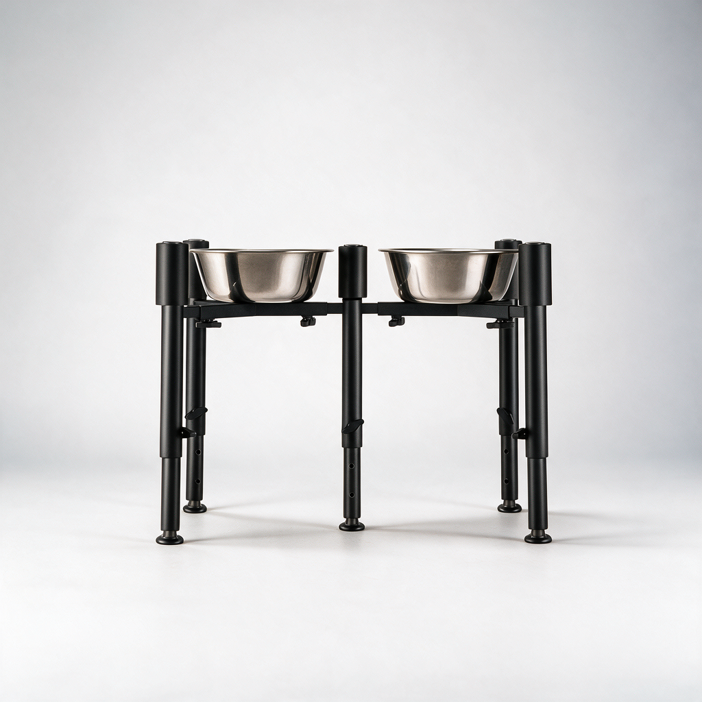 Side profile of the bowl stand showing the telescoping legs