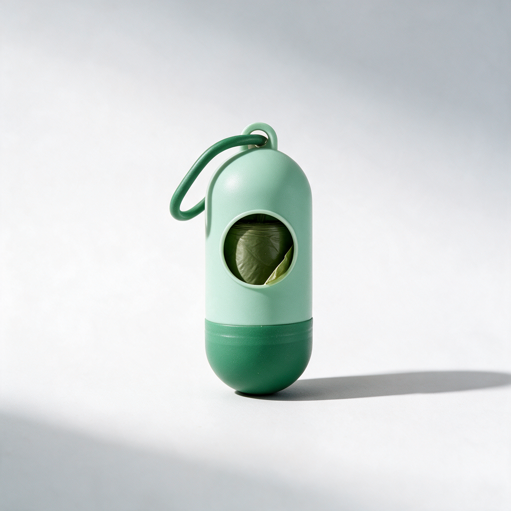Close view of the clip-on dispenser with a bag roll loaded